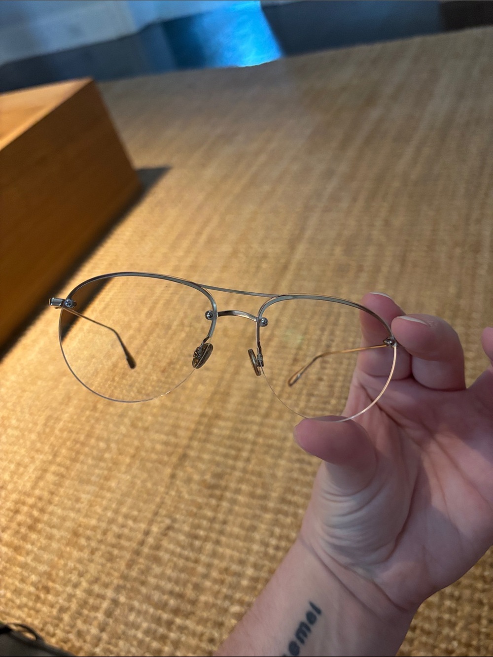 Selima Optique Gold Rimless Eyeglasses - Picture 6 of 7